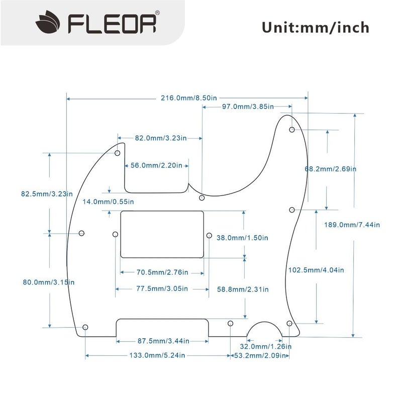 FLEOR فليور 8 ثقب حامي بيكغارد جيتار هامباكر مع براغي يناسب جيتار ستاندرد TL الأمريكي/المكسيكي، 4 طبقات لؤلؤة بيضاء - Image 2